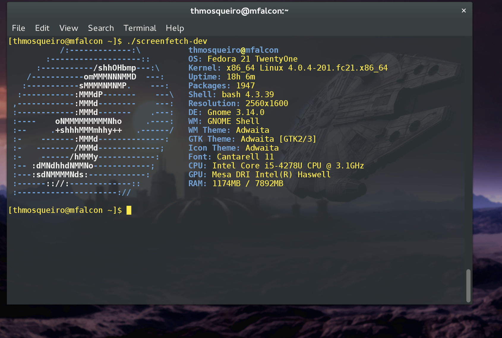 Screenfetch with Fedora 21